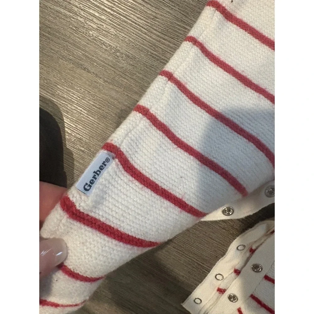 Gerber Baby Boy‎ Girl Red White Stripe Knit Romper Jumpsuit 12 Months